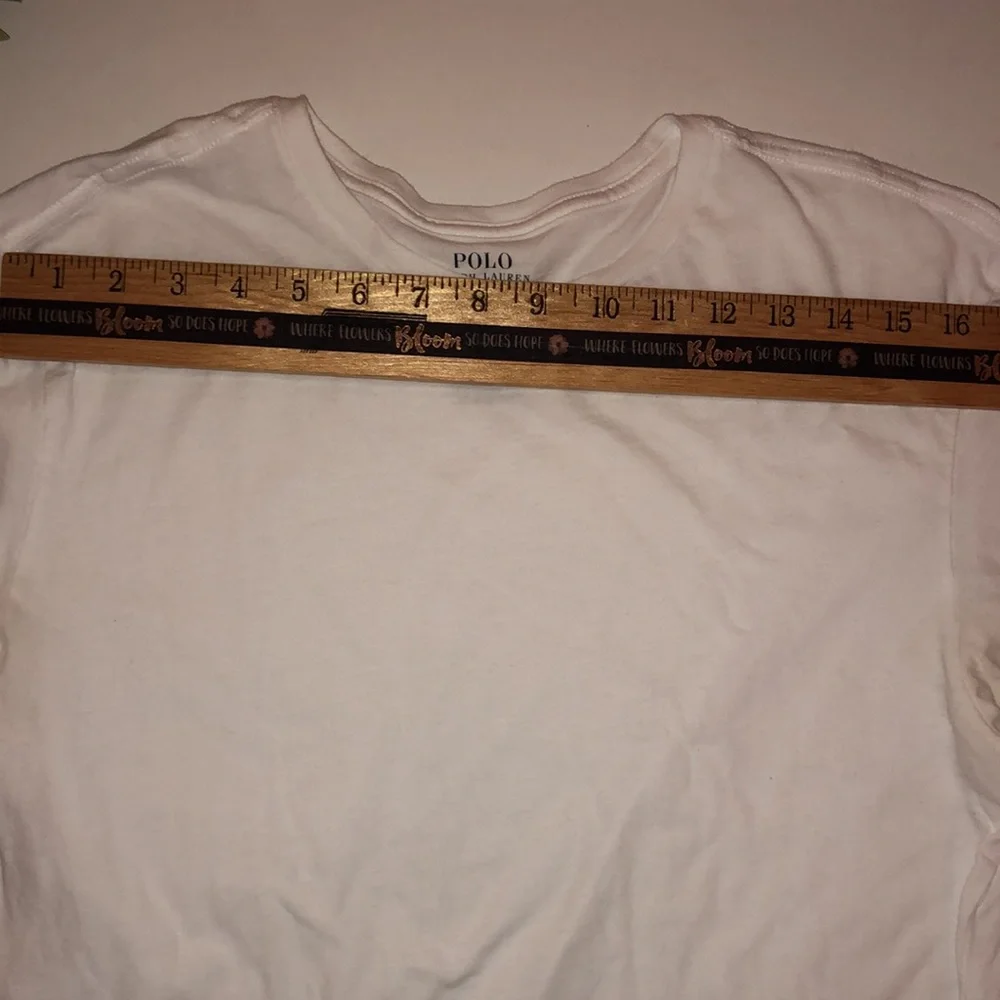 Polo Ralph Lauren Basic White T Shirt Polo T Shirt Large Logo along bottom